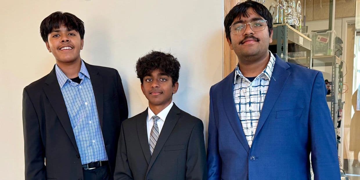 Our founders: Vedant Subramanian (left), Harshdeep Bommareddy (center), and Arjun Subramanian (right)